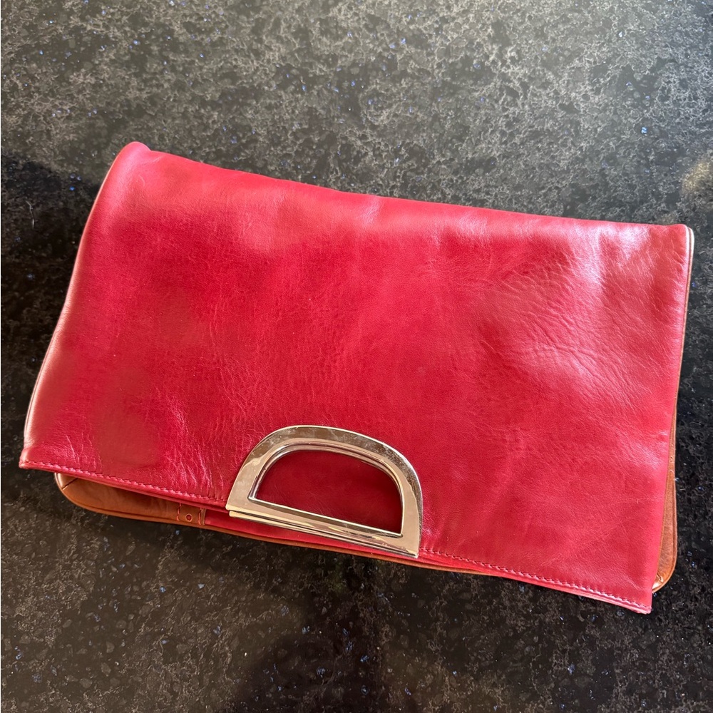 Danna Davis Designs Vintage Clutch - red with brown trim